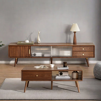 Black Walnut TV Stand and Coffee Table Set