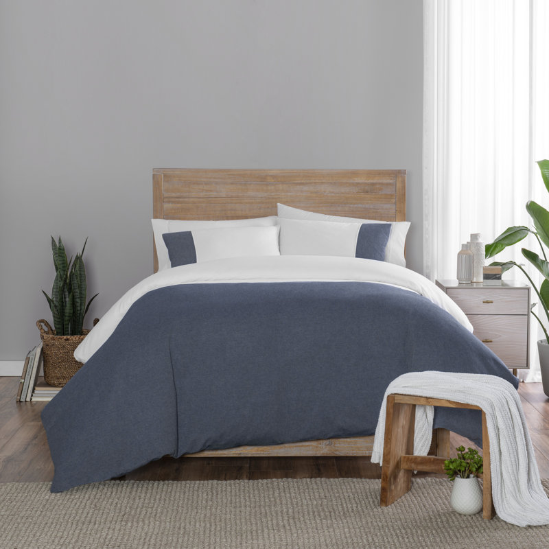 Vue Signature Kinsley 3 Piece Duvet Set, Full/Queen - Navy, Full/Double Duvet + 2 Shams, Navy