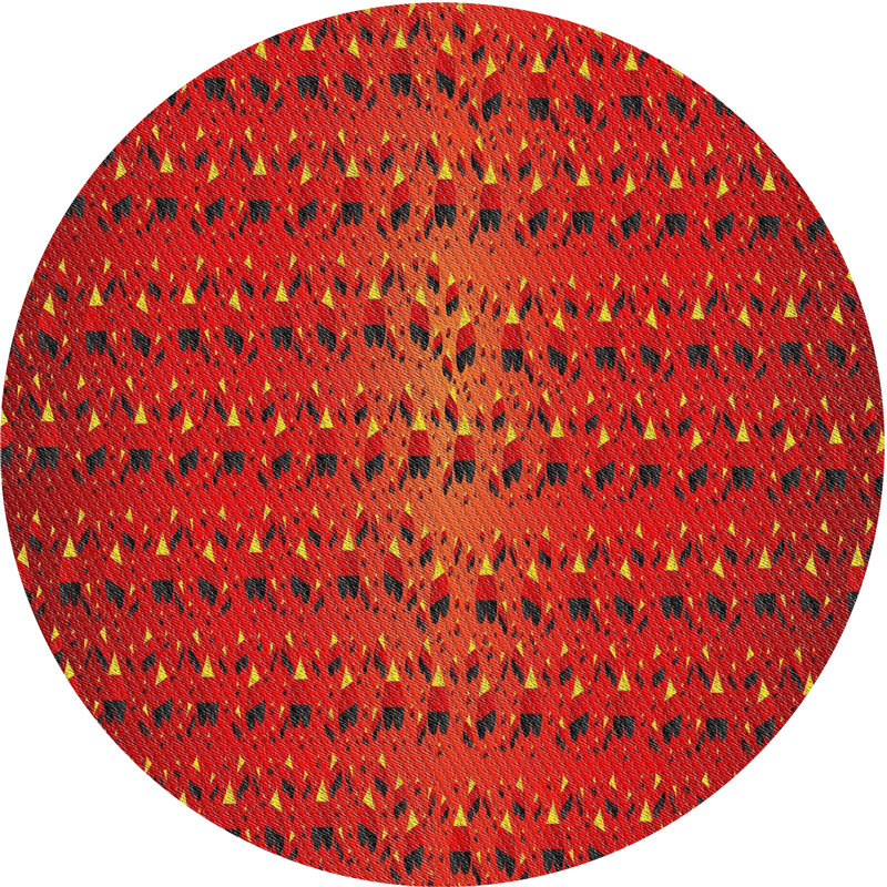 Tapis de zone rouge/beige à motifs Skänninge, Rond 4 pi