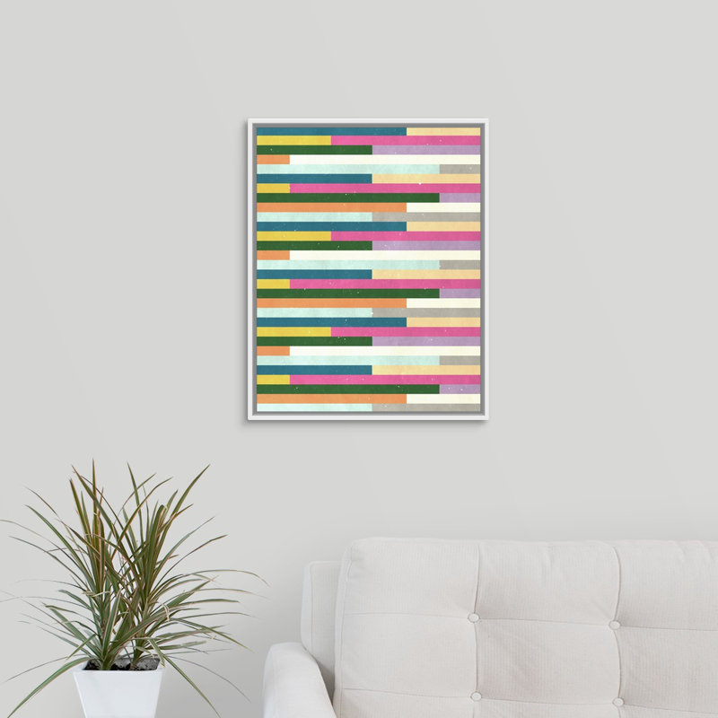 « bold stripe » par the novogratz-painting on toile, H 20 po x l 16 po x P 1,25 po, Cadre flottant blanc