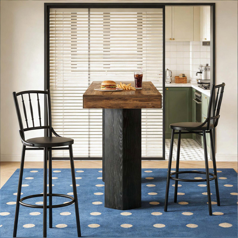 Table bistro avec motif grain de bois