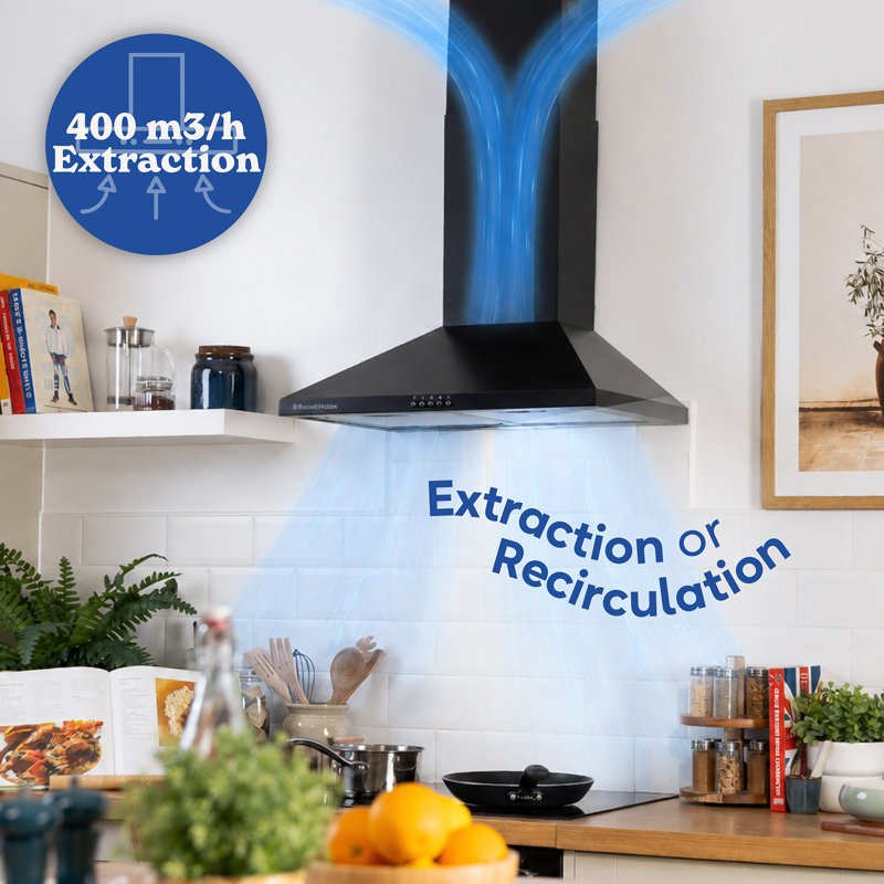 Russell Hobbs® Chimney Cooker Hood, Black, 60cm