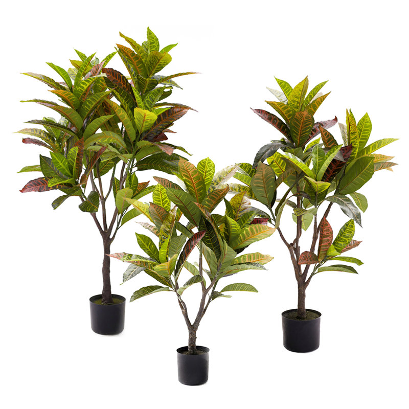 Croton artificiel en pot, H 37 po x l 32 po x P 28 po