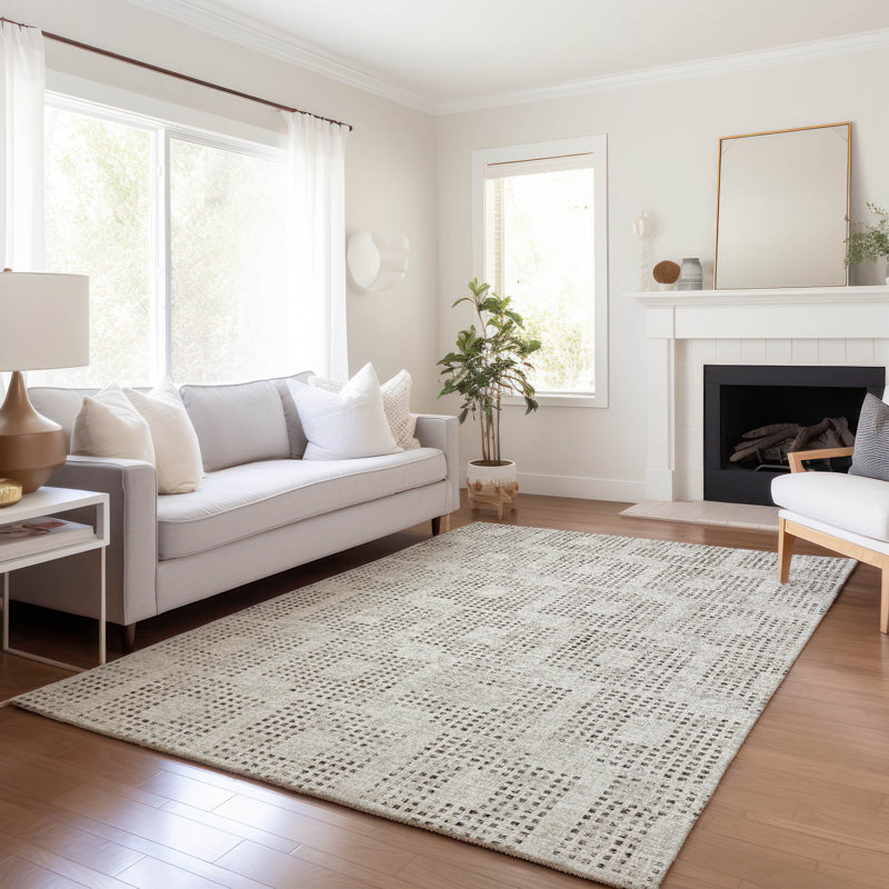 Premium Machine Washable Mayfield AMF33 Geometric Rug, Beige, 2'6" x 3'10"