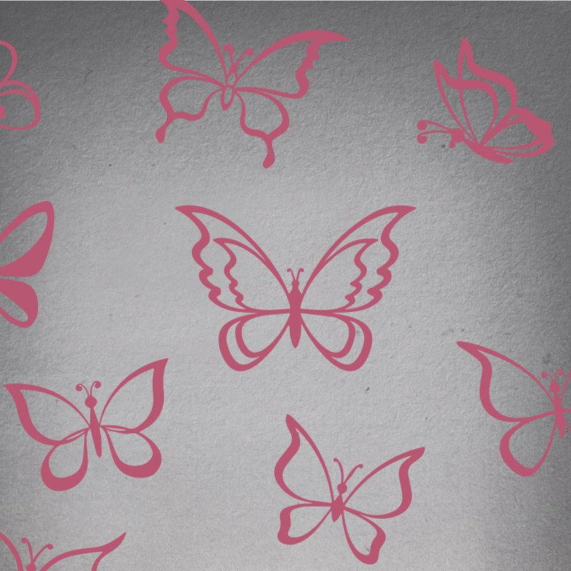 Adhésif décoratif papillon, H 55 po x l 58 po x P 0,01 po, Rouge à lèvres