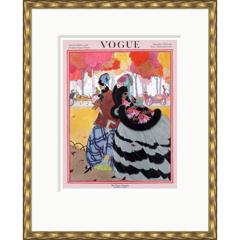 Vogue Cover, Autumn Fabrics, Helen Dryden, September 1, 1921 Print by Helen Dryden, Gold