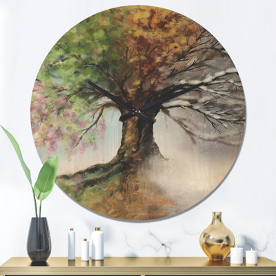 Horloge murale arbre avec quatre saisons