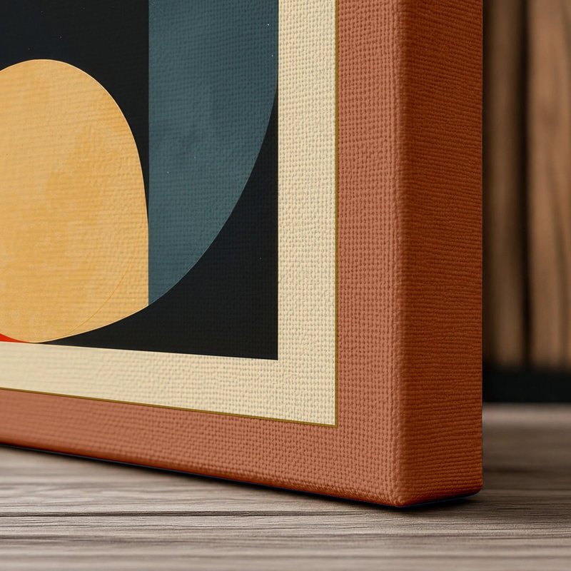 Geometric Harmony Art Deco - Wrapped Canvas, 24x16 - 61.0 x 40.6 cm, Terracotta Border