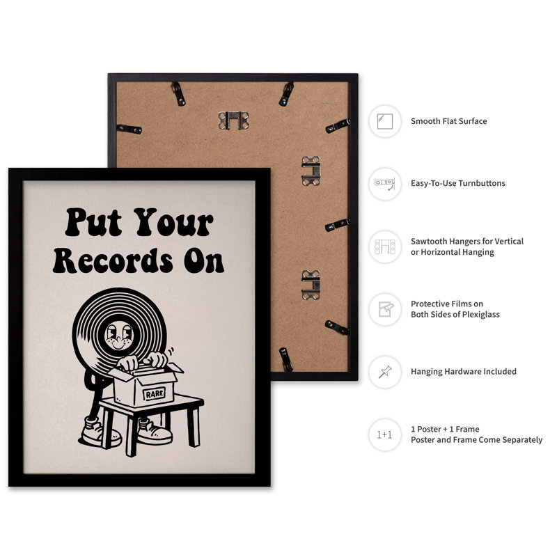 Mettez vos disques sur No1, Black Framed, Poster, 12"H x 16"W