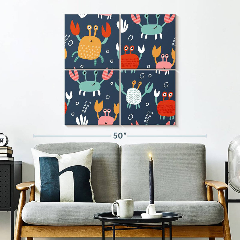 Ashelle, motif de crabes mignons, H 32 po x l 32 po