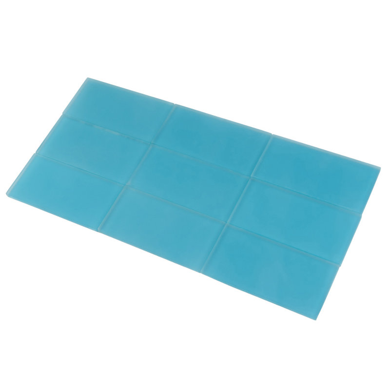 3"X 6" Matte Finished Glass Subway Tile, Laguna Blue