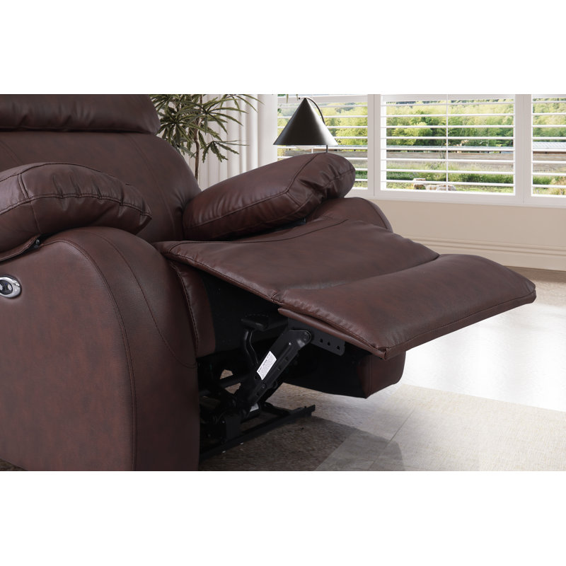 Jawaad Upholstered 81'' Power Reclining Sofa, Brown Faux Leather
