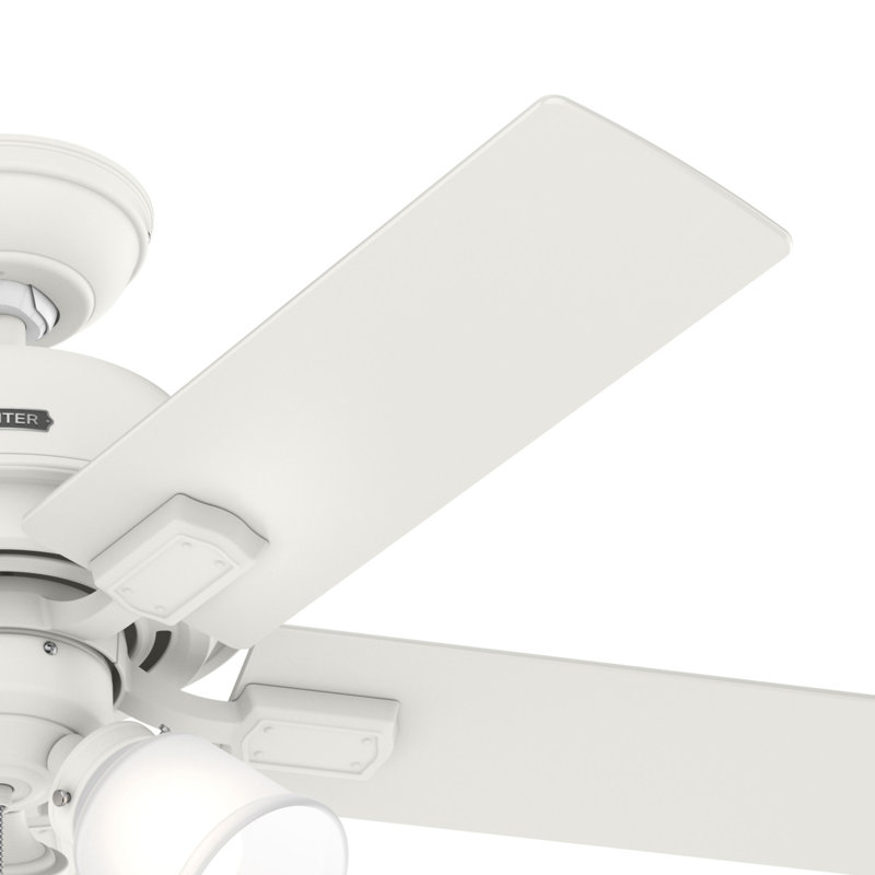 44" Crystal Peak 5 - Blade Ceiling Fan With Lights and Pull Chains, Matte White