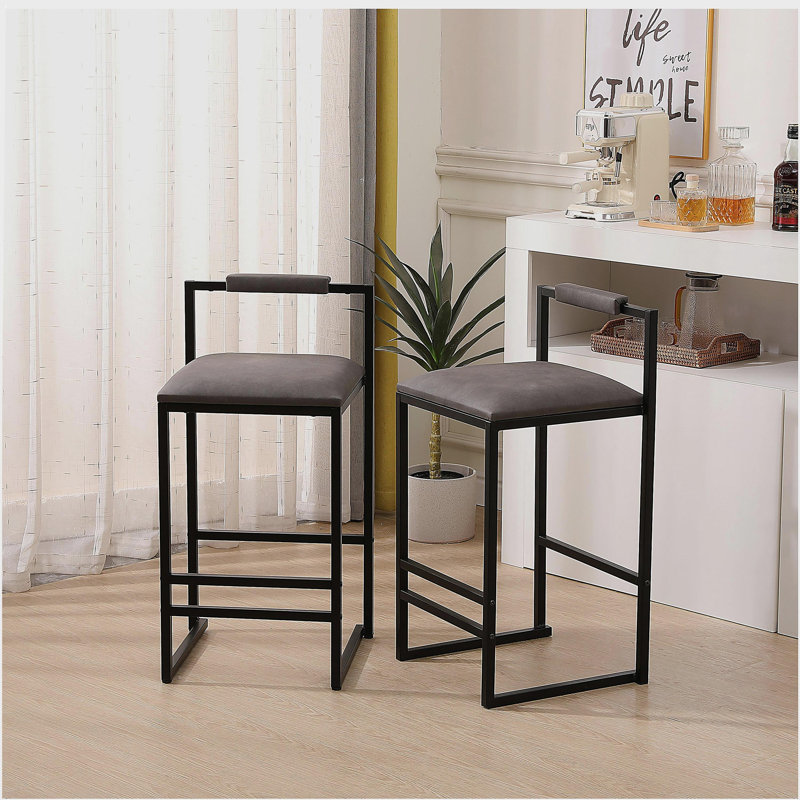 Ensemble de tabourets de bar avec dossier, ensemble de 2 pièces, tabouret de bar rembourré doux avec repose-pieds
