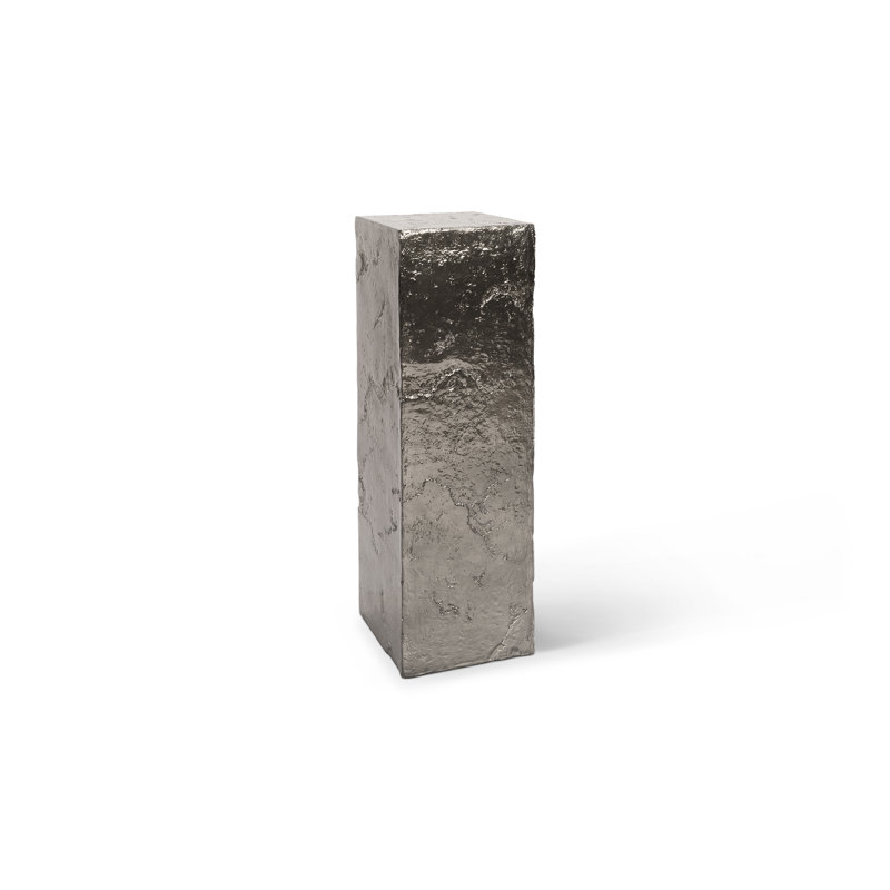 Outdoor Pedestal Sculpture, 39" H x 13" W x 13" D, Liquid Silver