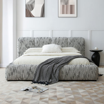 Serene Stripes Modern Fabric Upholstered Bed Frame