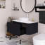 Meuble-lavabo mural 36 po avec bords arrondis et conception rayée, armoire de rangement avec tiroir, jumelé à un lavabo rond en céramique blanche-892289759