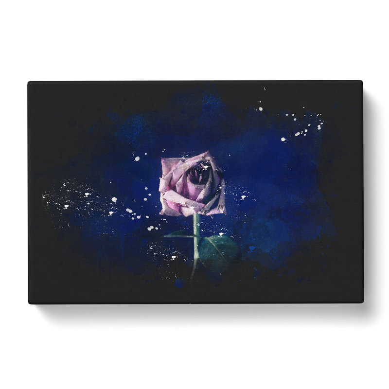 Dying Purple Rose - Wrapped Canvas Painting, 60cm H x 91cm W x 3cm D