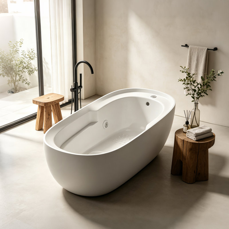 Baignoire encastrée rectangulaire 39,37 po x 27,56 po encastrée en acrylique, 22.05" H x 51.18" W x 29.53" D