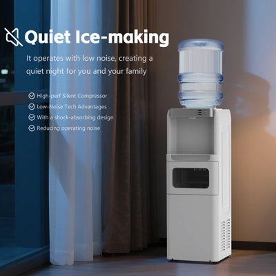 3-in-1 Water Dispenser With Ice Maker, 33lbs/24h, Top Loading 3 Or 5 Gallon, Water Cooler Dispenser For Home Office, Hot & Cold Water Dispenser, Child Lock