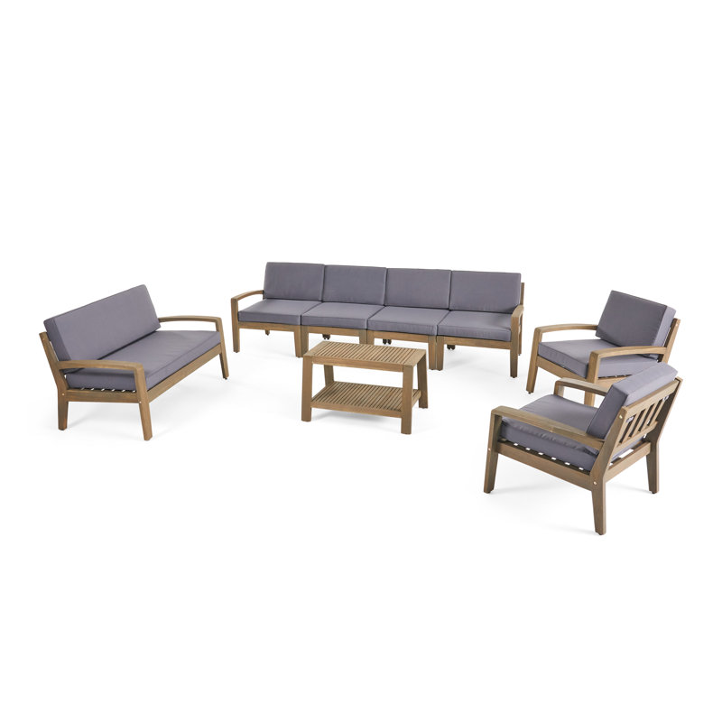 Ensemble de conversation modulaire d'extérieur avec coussins 8 pièces Streetman, Structure grise / coussin gris foncé
