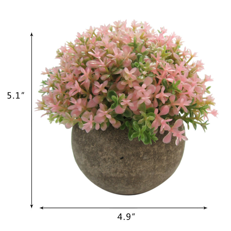 5.8'' Faux Flowering Topiary in Pot, Pink