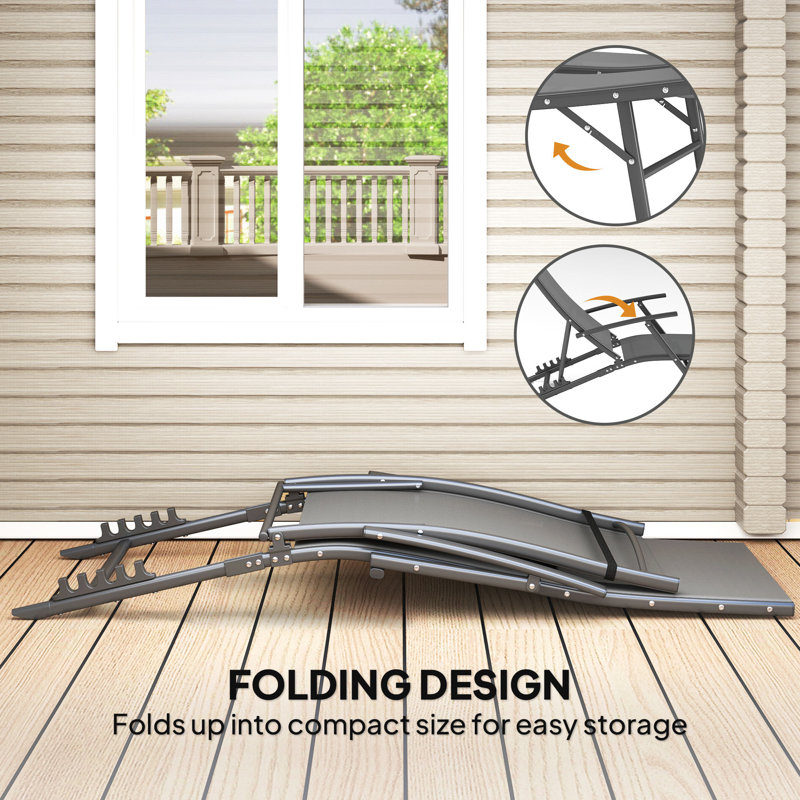 154cm Long Chaise Lounge Set with Cushions, Grey