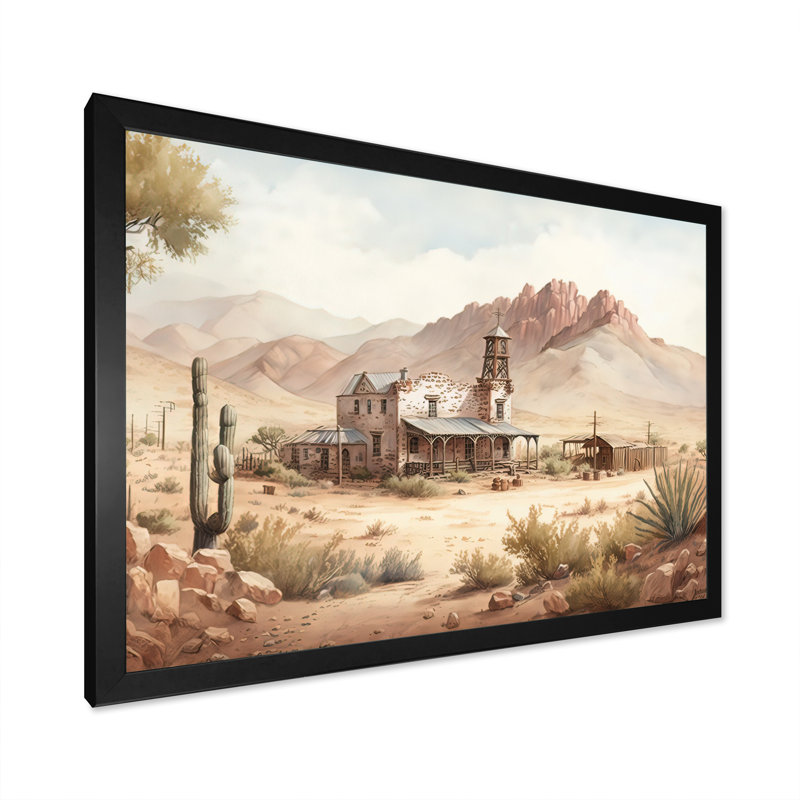 Wild West Town II - Impression sur toile, H 24 po x l 32 po x P 1 po, Cadre photo noir