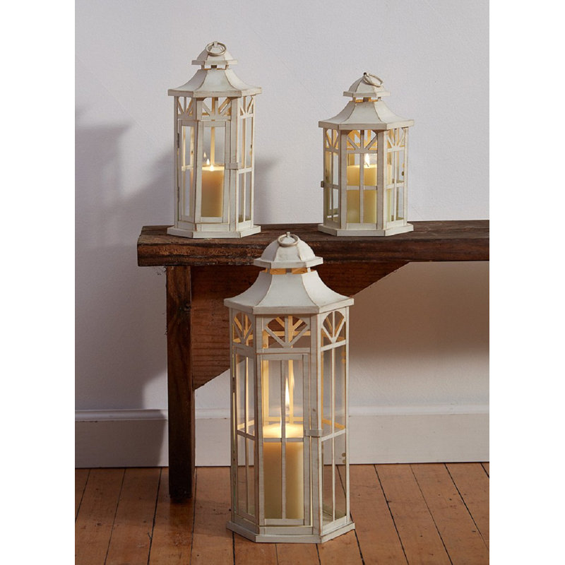 Tabletop Lantern, 14" H x 5.5" W x 6.25" D