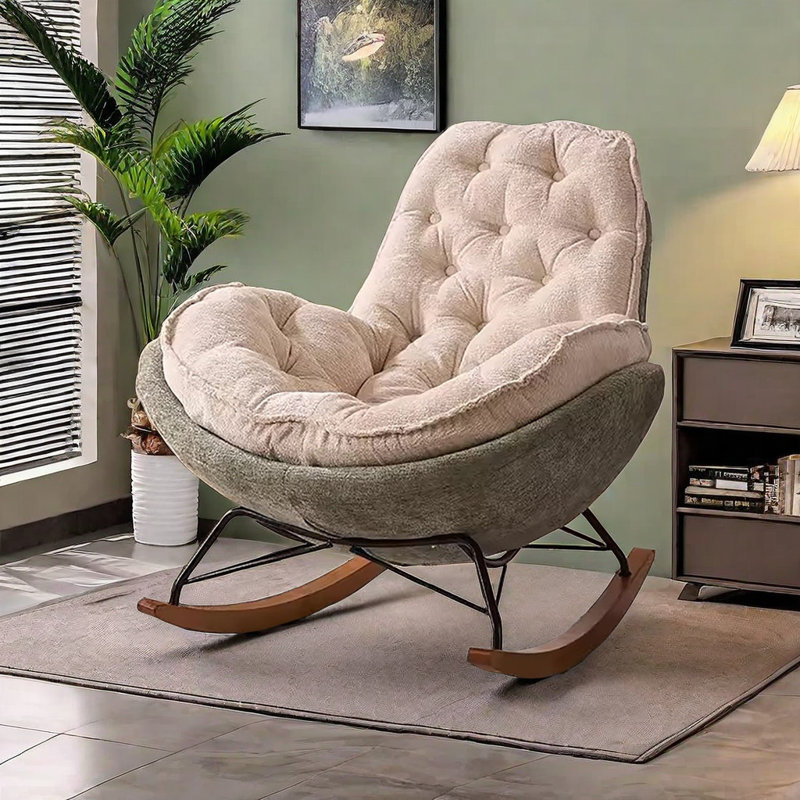 Chaise berçante de luxe Penguin, Vert / blanc cassé