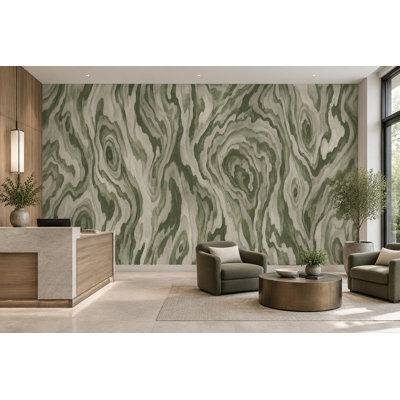 Green Wood Grain Wallpaper Rustic Modern Wall Mural