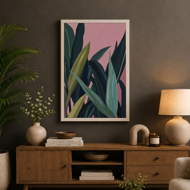 Geometric Foliage Botanical - Wrapped Canvas, 18x12 - 45.7 x 30.5 cm, White Border