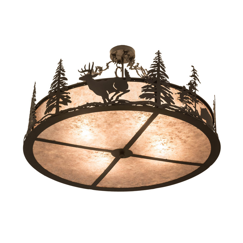 Rustic Lodge 4 - Light Semi Flush Mount