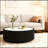Light Marble Top Cylinder Shape Leather Coffee Table, Durable and Stylish for Modern Living Spaces-145931568