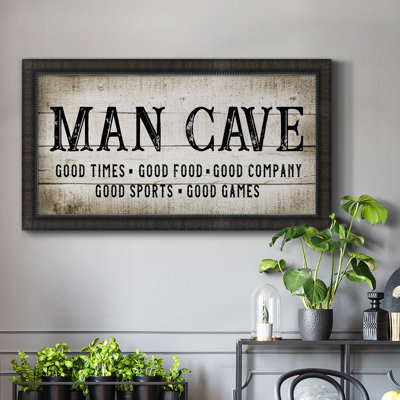 «Man Cave Good Times», toile encadrée de qualité supérieure - prête à être accrochée