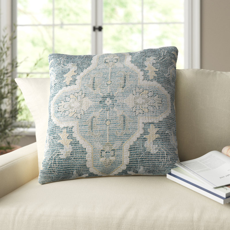 Alain Embroidered Cotton Blend Throw Pillow, 18"H x 18"W, Pillow Cover Only - No Insert