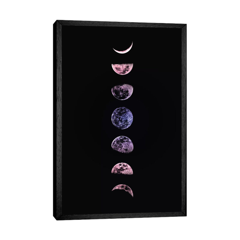 Moon Phases by Emanuela Carratoni - Floater Frame Print on Canvas, 101.6 cm H x 66.04 cm W, Black