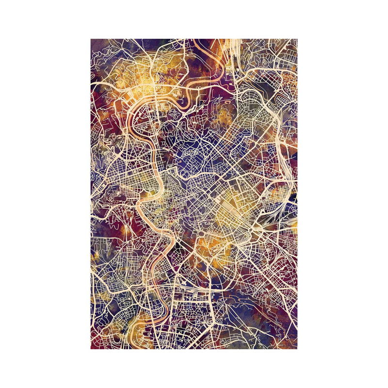 Rome Italy City Map II by Michael Tompsett - Wrapped Canvas Gallery-Wrapped Canvas Giclée