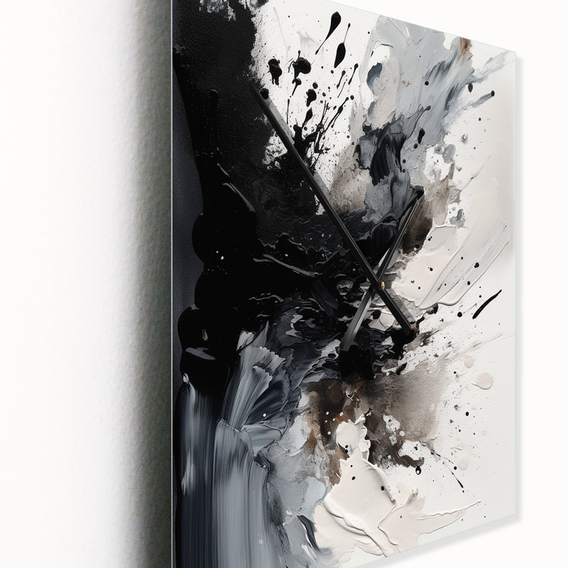 Jaleeyah - Horloge murale moderne à peinture abstraite, H 40 po x l 30 po x P 1 po