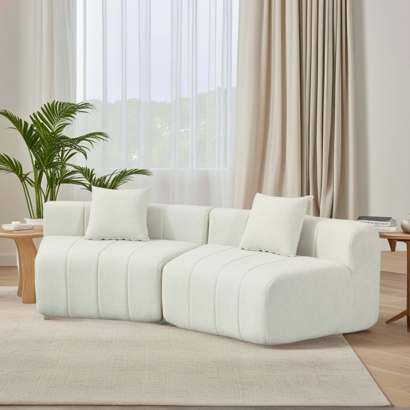 Canapé modulaire courbé Chenille, Beige