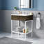 Meuble-lavabo 24 po avec lavabo en résine, structure en acier inoxydable et tablette ouverte en verre trempé-278574657