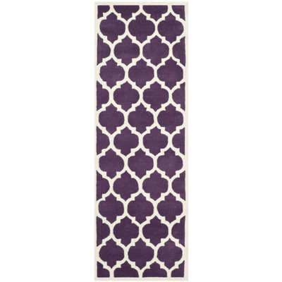 Tapis mauve / ivoire en laine Carolene