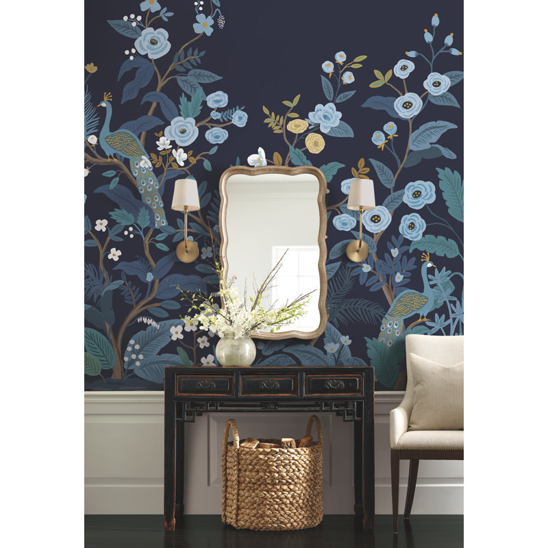 White Peacock Wall Mural, Blue