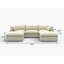 Canapé modulaire 120 po en mélange de lin beige avec repose-pieds et coussins décoratifs
