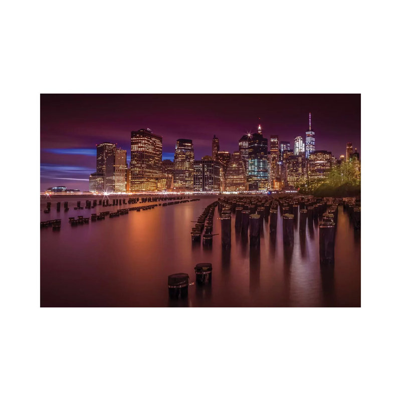 Manhattan Skyline at Sunset 1 Piece Wrapped Canvas Wall Art, 66.04 cm H x 45.72 cm W x 1.91 cm D