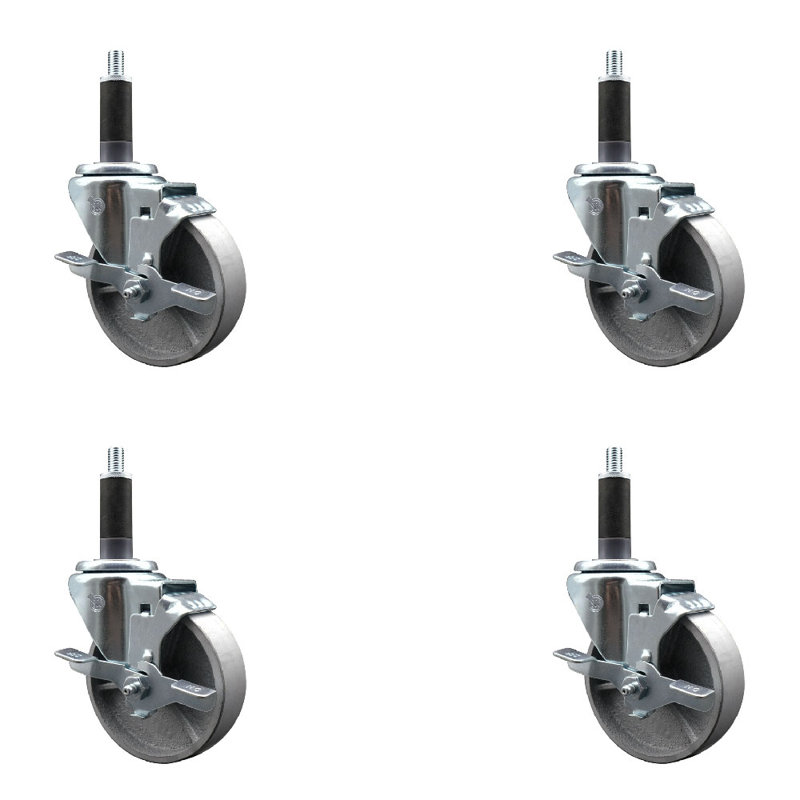 Ensemble de roulettes semi-pivotantes extensibles 1 pouce avec frein SCC