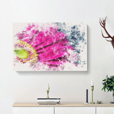 Bright Pink Gerbera Flower - Wrapped Canvas