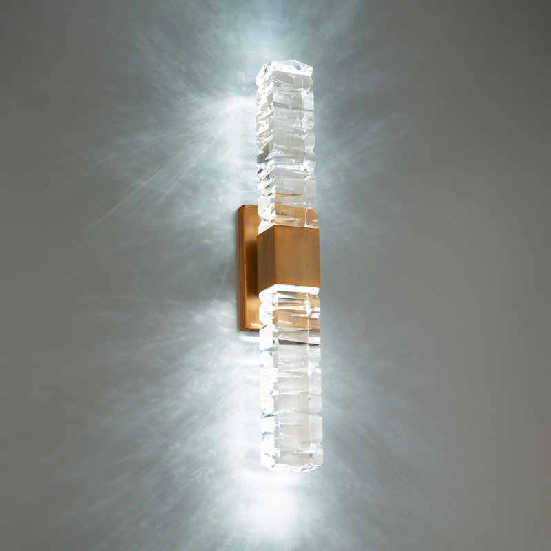 Aged Brass Juliet 2-Light LED Vanity Sconce with Crystal Accents