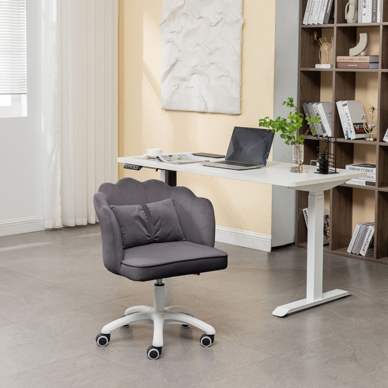 Koret Scalloped Velvet Office Chair, Gray
