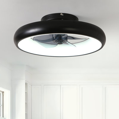 20‘’ Black Flush Mount Ceiling Fan with Light, Remote & APP Control, 6-Speed Dimmable for Bedroom & Living Room